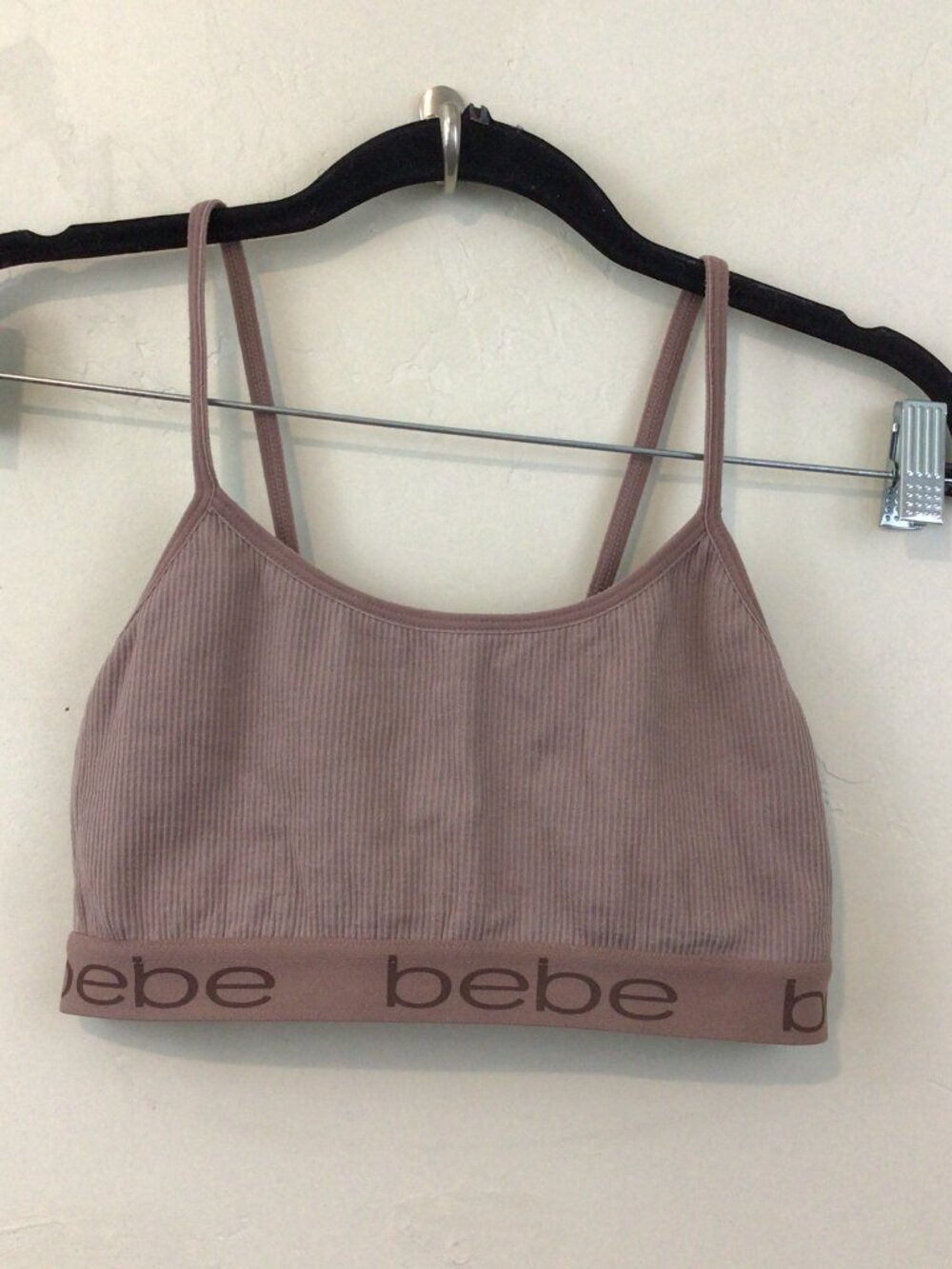bebe Mauve Ribbed Thin Lounge Bra SIze L